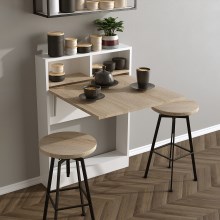 Kokoontaittuva pöytä BRACKED 90x70 cm valkoinen/ruskea