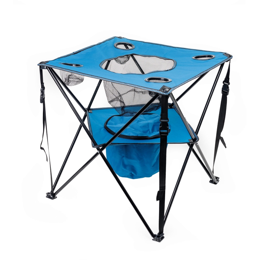 Kokoontaittuva retkeilypöytä + 2x tuoli sininen