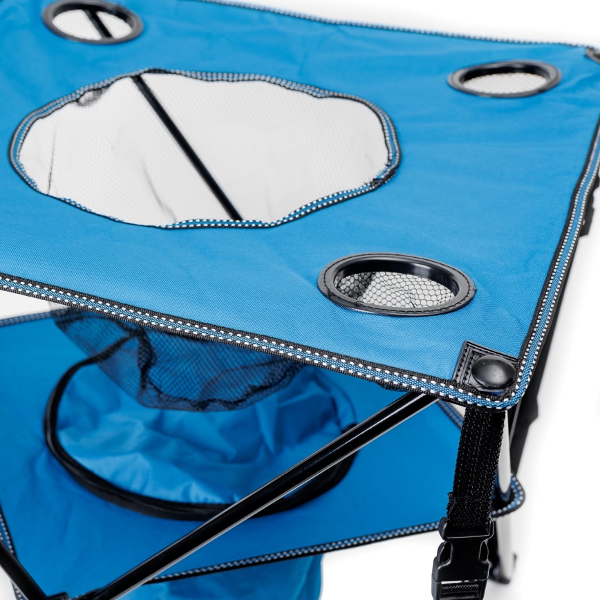 Kokoontaittuva retkeilypöytä + 2x tuoli sininen