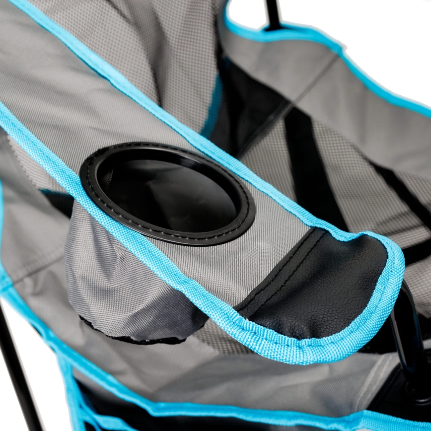 Kokoontaittuva retkeilypöytä + tuoli harmaa/sininen