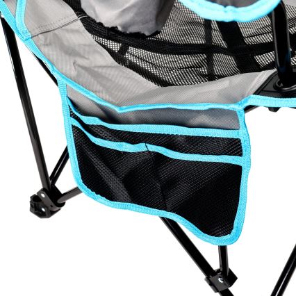 Kokoontaittuva retkeilypöytä + tuoli harmaa/sininen