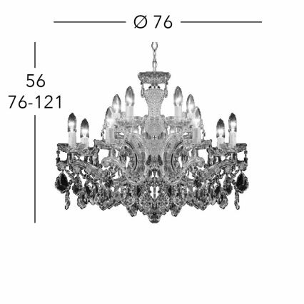 Kolarz 3149.88+4.3.KoT - Kristallikruunu ketjulla MARIA LOUISE 12xE14/40W/230V 24K kulta