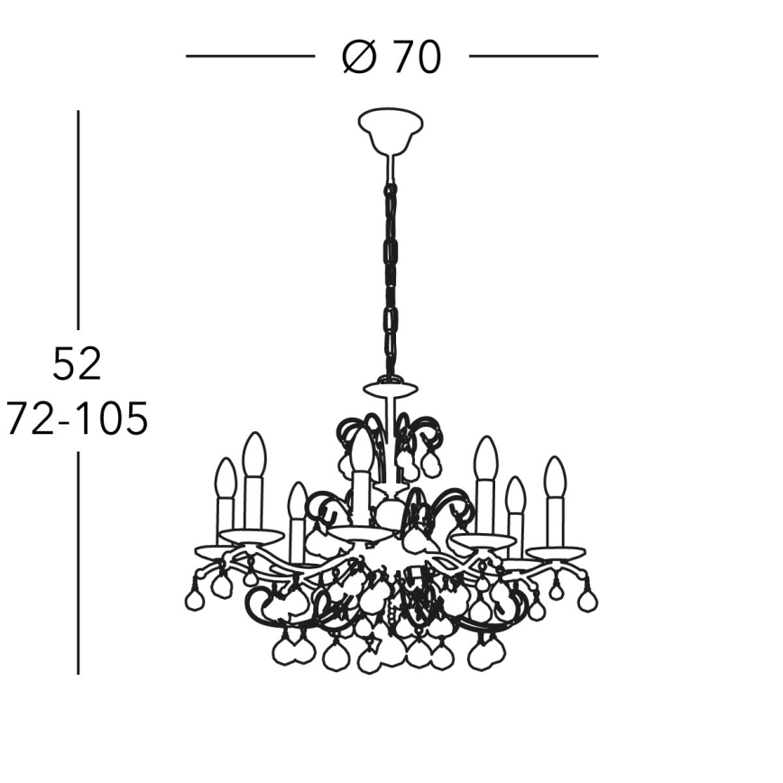 Kolarz 3234.88.3.KoT - Kristallikruunu ketjulla CARMEN 8xE14/60W/230V 24K kulta