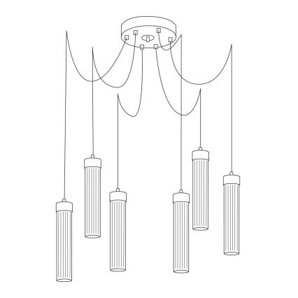 Kolarz 6009.30650 - Kattokruunu johdossa RAGGIO 6xE14/25W/230V hämähäkki hopea
