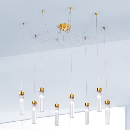 Kolarz 6009.30830 - Kattokruunu johdossa RAGGIO 8xE14/25W/230V hämähäkki 24K kulta