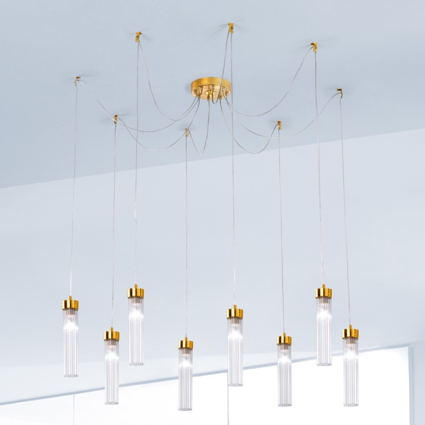 Kolarz 6009.30830 - Kattokruunu johdossa RAGGIO 8xE14/25W/230V hämähäkki 24K kulta