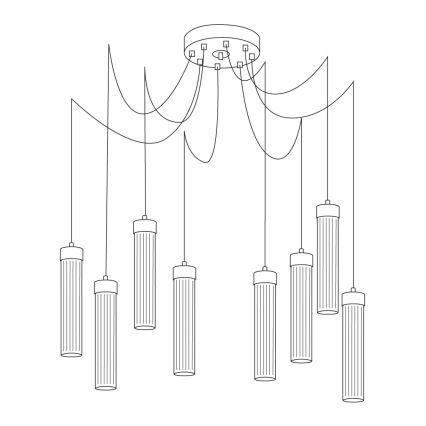 Kolarz 6009.30830 - Kattokruunu johdossa RAGGIO 8xE14/25W/230V hämähäkki 24K kulta