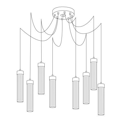 Kolarz 6009.30850 - Kattokruunu johdossa RAGGIO 8xE14/25W/230V hämähäkki hopea