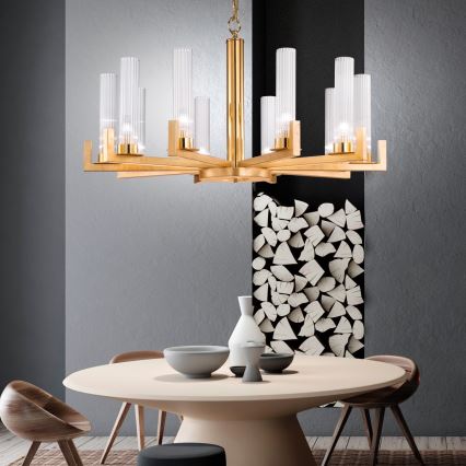 Kolarz 6009.81030 - Kattokruunu ketjussa RAGGIO 10xE14 / 25W / 230V 24K kulta