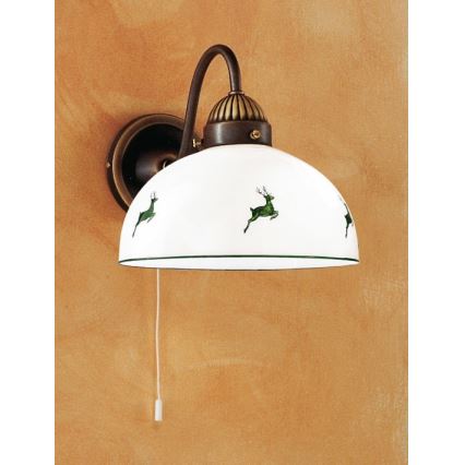 Kolarz 731.61.100 - Seinävalaisin NONNA 1xE27/75W/230V ruskea/Peura vihreä