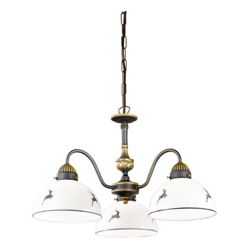 Kolarz 731.83.133 - Ketjulla varustettu kattovalaisin NONNA 3xE27/75W/230V hirvenharmaa