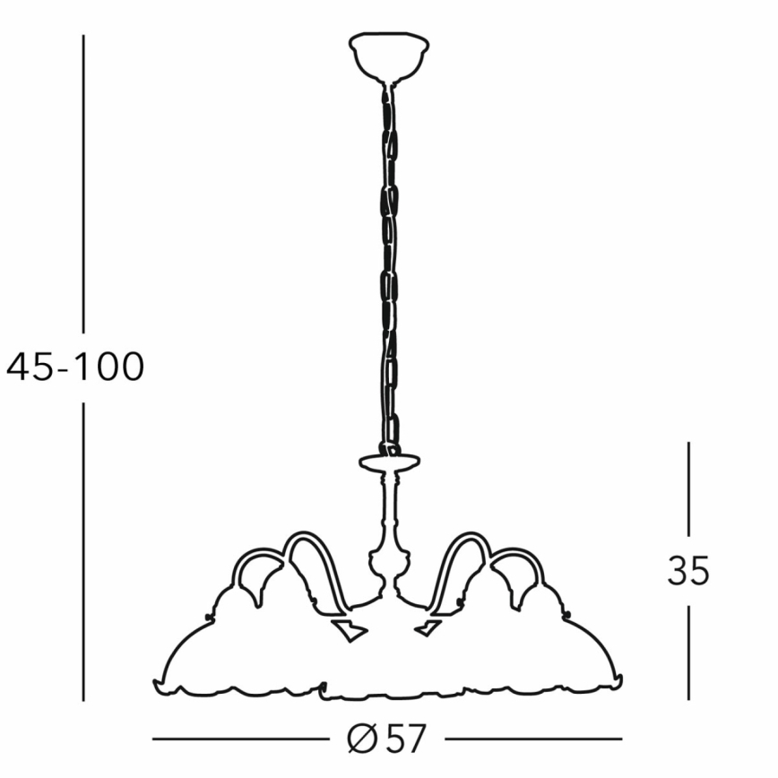 Kolarz 731.85.100 - Kattokruunu ketjussa NONNA 5xE27/75W/230V Peura vihreä