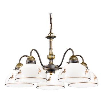 Kolarz 731.85.150 - Ketjulla roikkuva kattokruunu NONNA 5xE27/75W/230V, peuran sarvet, ruusukulta