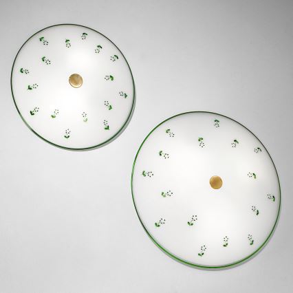 Kolarz 731.U13.4.21-Kattovalo NONNA 3xE27/60W/230V halkaisija 42 cm vihreä/messinki