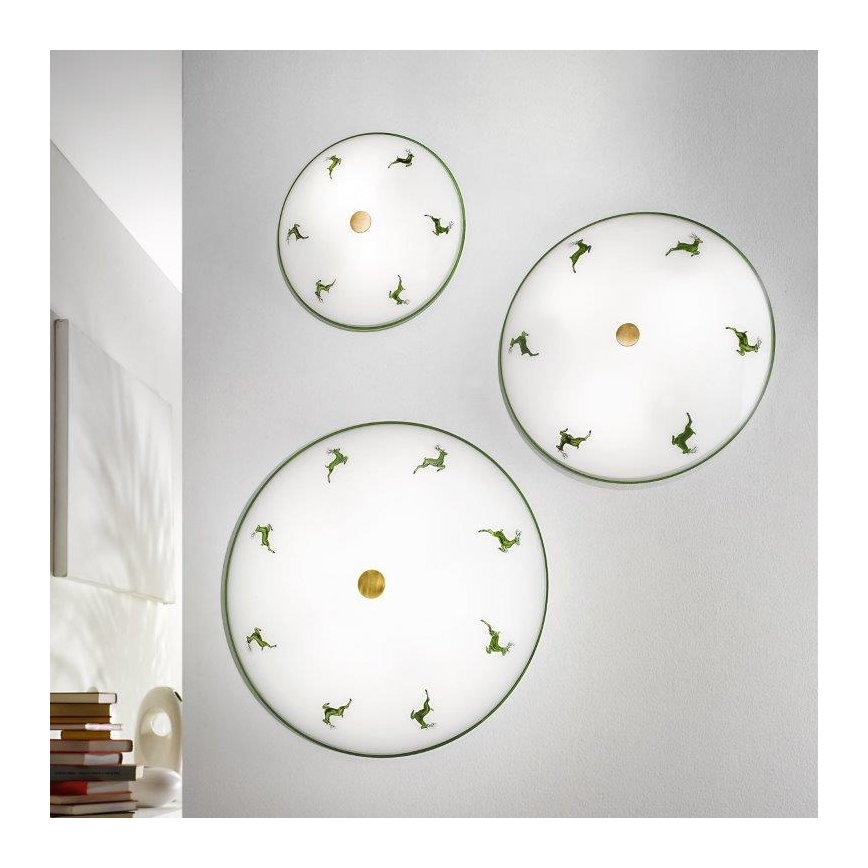 Kolarz 731.U14.4.100-Kattovalo NONNA 4xE27/60W/230V pr.54 cm vihreä/messinki