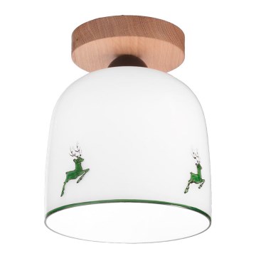 Kolarz A1352.11.G.100 - Kiinnitettävä kattovalaisin NONNA 1xE27/60W/230V peura tammi/valkoinen/vihreä