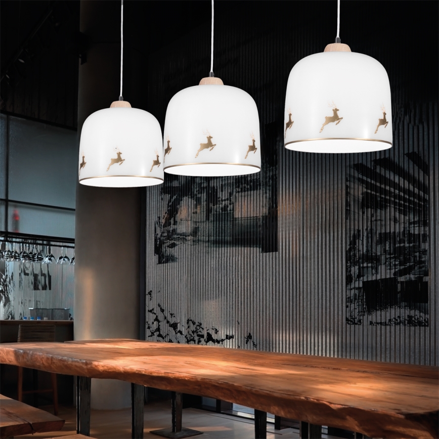 Kolarz A1352.31.Au.100 - Kattokruunu johdossa NONNA 1xE27/60W/230V Peura tammi/valkoinen/kulta