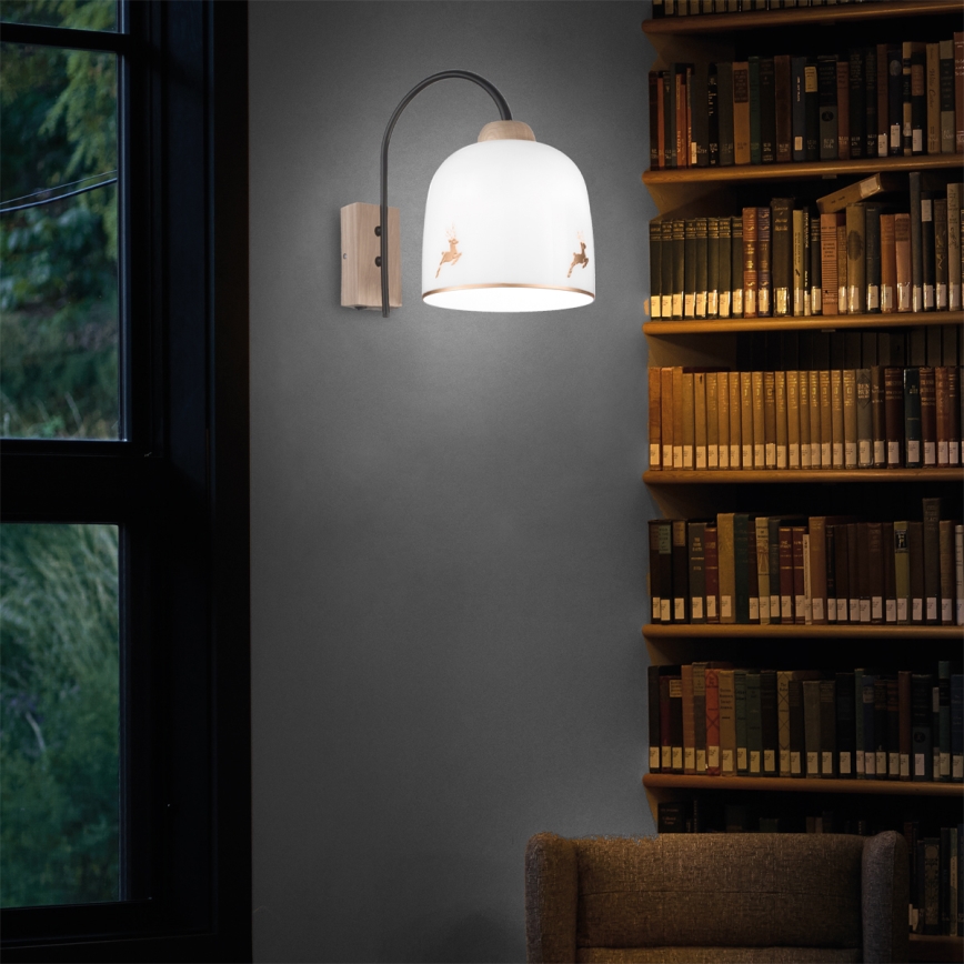 Kolarz A1352.61.Au.100 - Seinävalaisin NONNA 1xE27/60W/230V Peura tammi/valkoinen/kulta