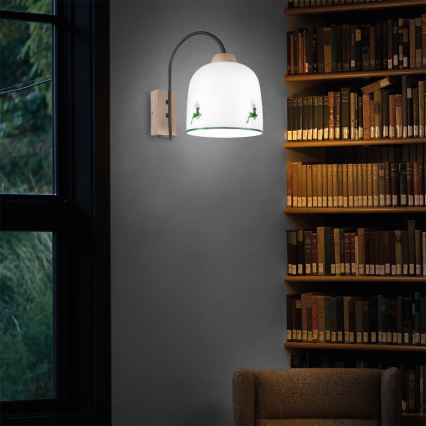 Kolarz A1352.61.G.100 - Seinävalaisin NONNA 1xE27/60W/230V Peura tammi/valkoinen/vihreä