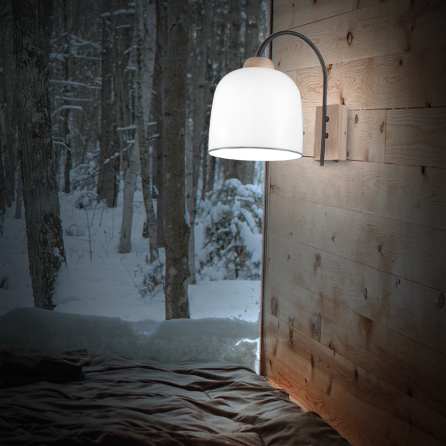 Kolarz A1352.61.Gr - Seinävalaisin NONNA 1xE27/60W/230V tammi/valkoinen/harmaa