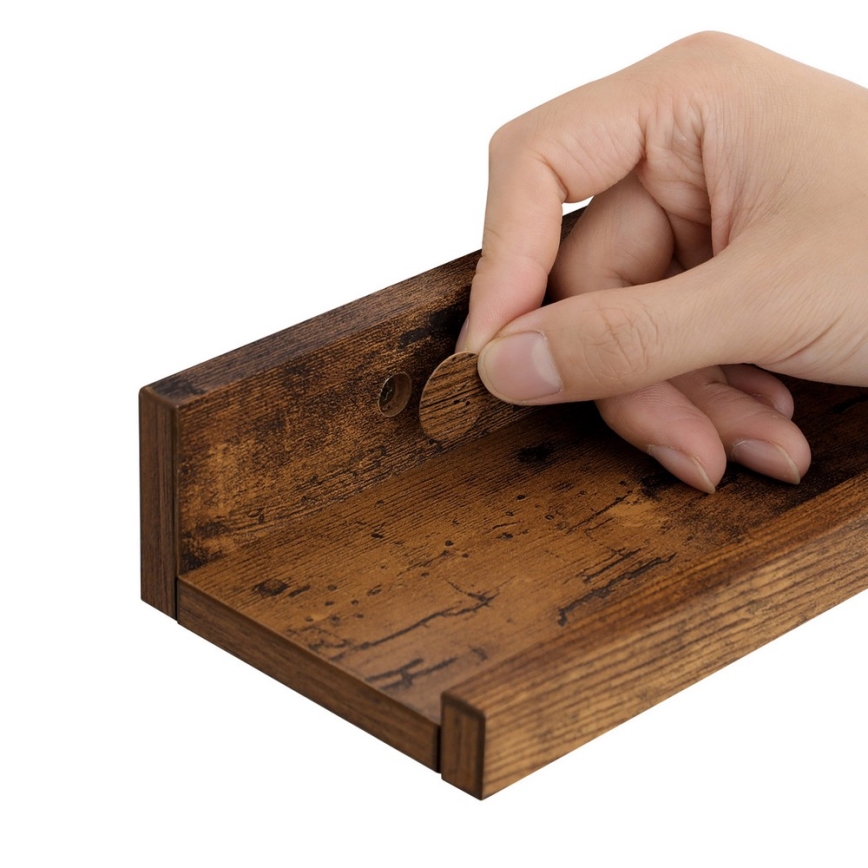 Kolmen seinähyllyn setti SHELFY 38x5x10 cm, ruskea