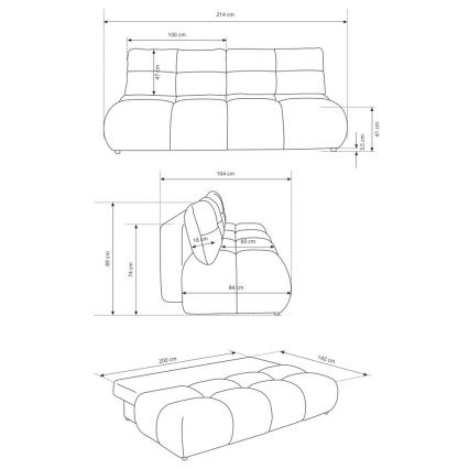 Kolmipaikkainen vuodesohva säilytystilalla NUORO, vihreä