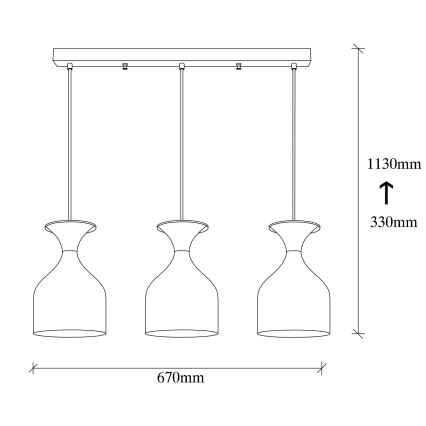 Kolmivalopäinen riippuvalaisin SIVANI 3xE27/40W/230V valkoinen/kupari