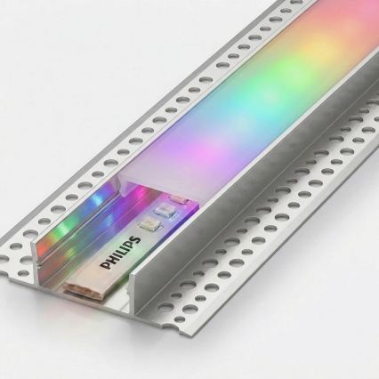 SETTI 1x himmennettävä RGBW-LED-nauha Philips Hue WHITE AND COLOR AMBIANCE LED/20W/230V 2 m + 2x upotettava profiili 1 m hopea/valkoinen