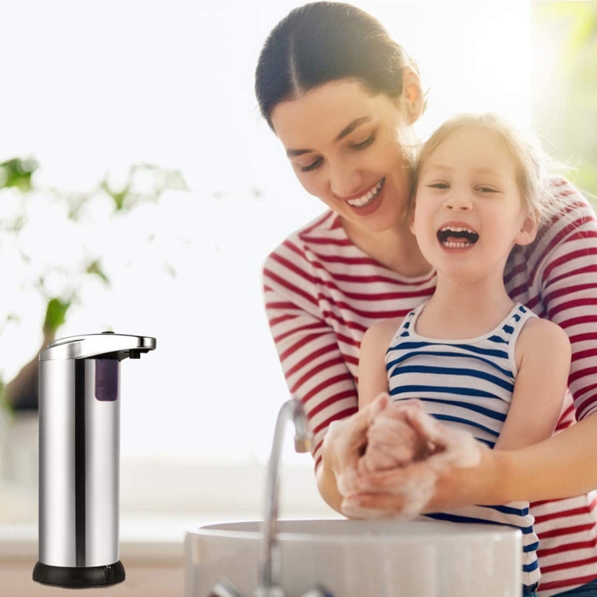 Kontaktiton saippuanannostelija sensorilla 4xAAA ruostumatonta terästä