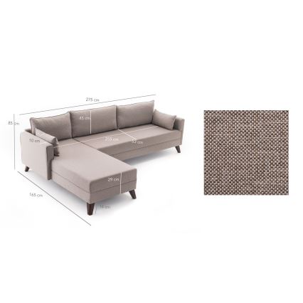 KORFU L-muotoinen kulmasohva, kermanvärinen, vasenkätinen