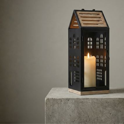 Koristeellinen lyhty HOME 47,5 cm musta/beige