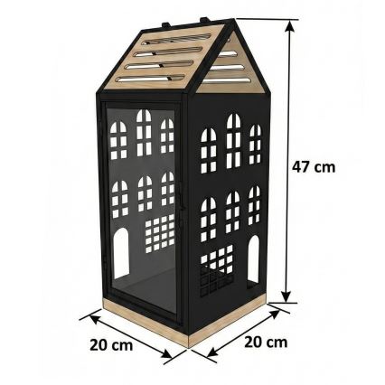Koristeellinen lyhty HOME 47,5 cm musta/beige