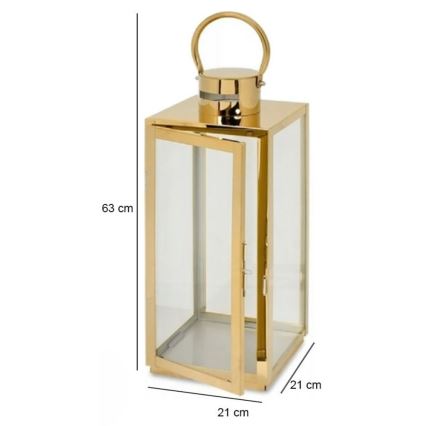 Koristeellinen lyhty TOWER 63 cm, kullanvärinen