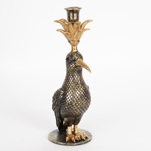 Koristellinen kynttilänjalka 32,5x15,5x11 cm musta/kulta