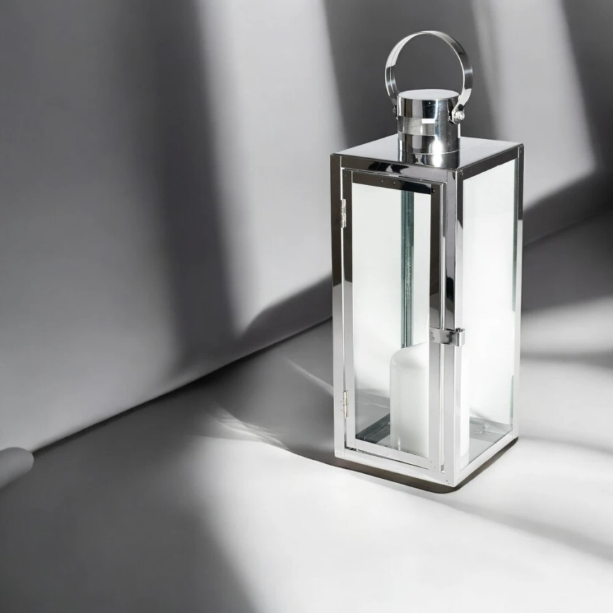 Koristelyhty 38 cm kiiltävä kromi