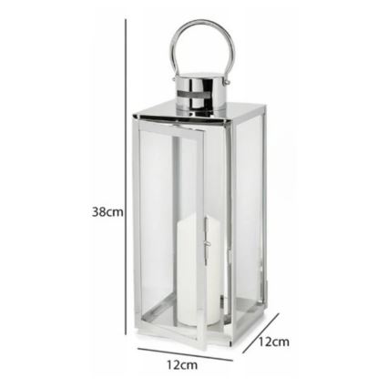 Koristelyhty 38 cm kiiltävä kromi