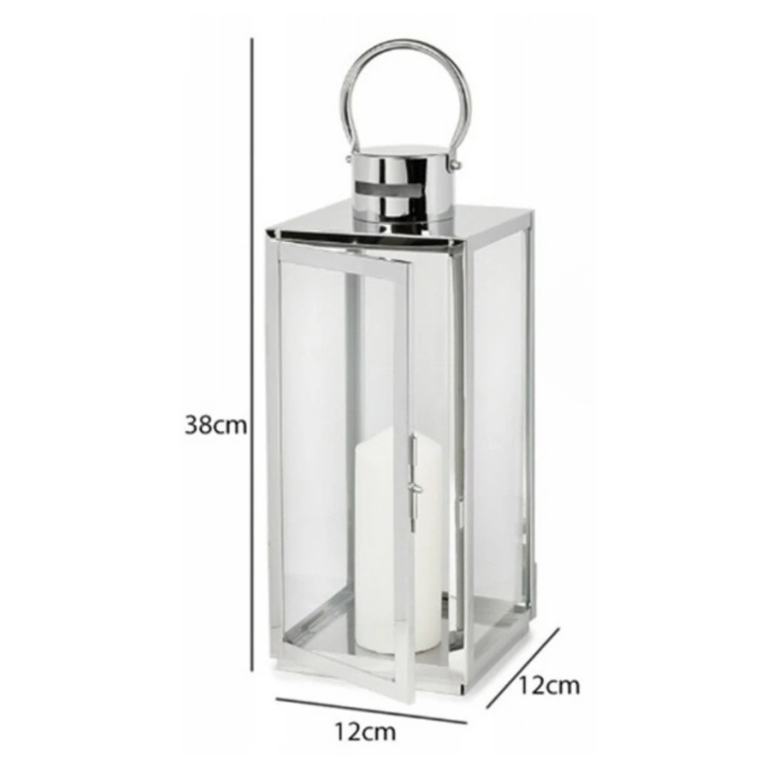 Koristelyhty 38 cm kiiltävä kromi