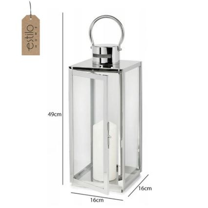 Koristelyhty 49 cm, kiiltävä kromi