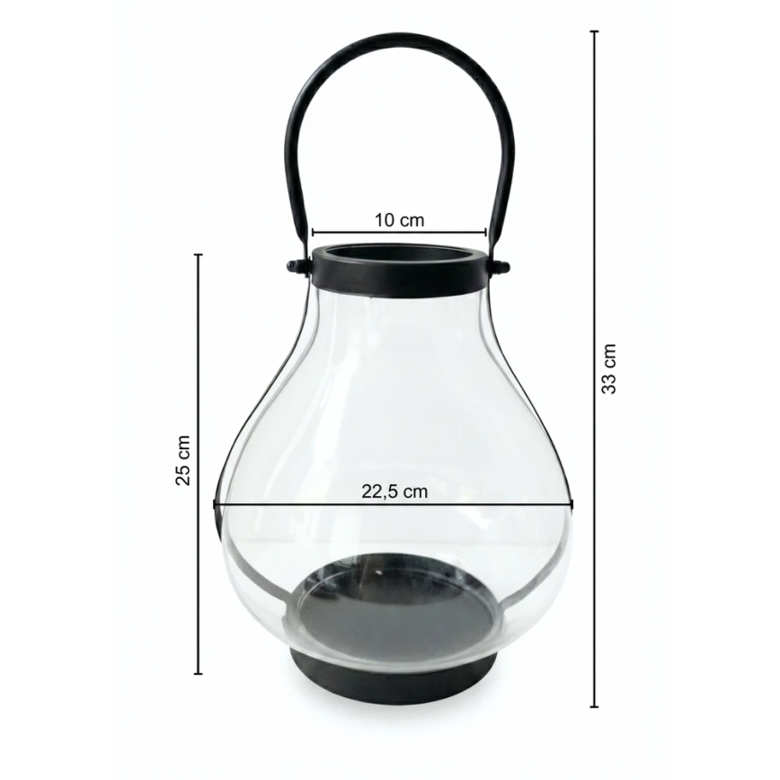 Koristelyhty GLASSY 25 cm, musta