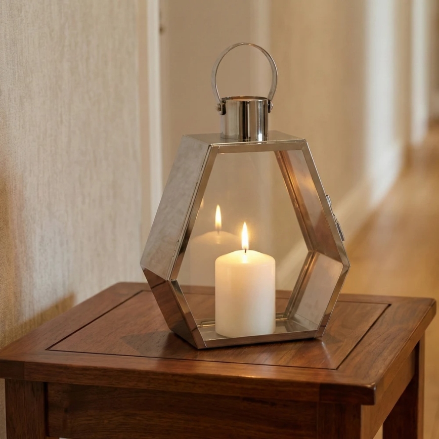 Koristelyhty PALACE 34 cm, kiiltävä kromi