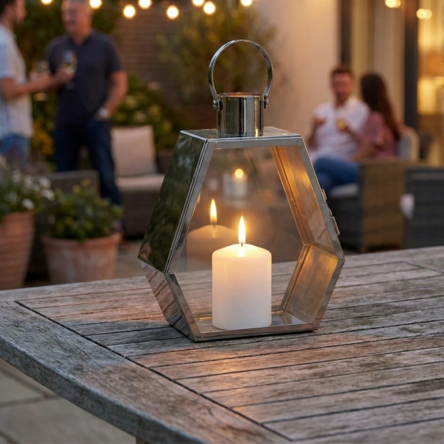 Koristelyhty PALACE 34 cm, kiiltävä kromi