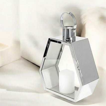 Koristelyhty PALACE 34 cm, kiiltävä kromi