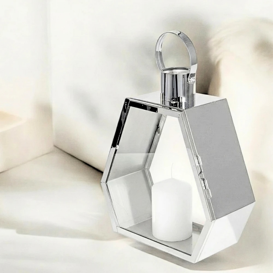 Koristelyhty PALACE 34 cm, kiiltävä kromi