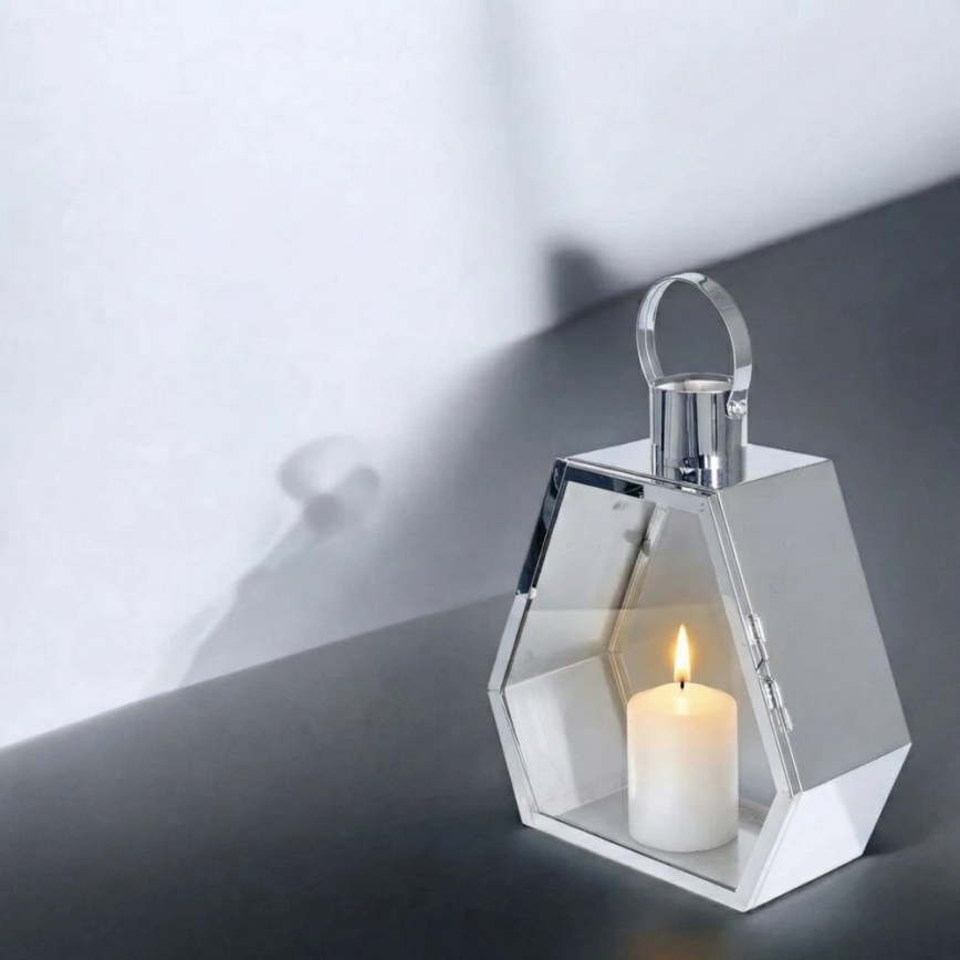 Koristelyhty PALACE 43 cm, kiiltävä kromi