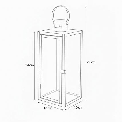 Koristelyhty TOWER 29 cm, kiiltävä kromipinta
