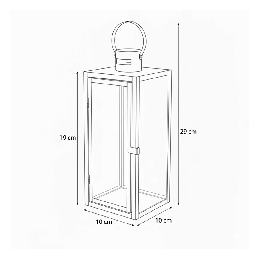 Koristelyhty TOWER 29 cm, kiiltävä kromipinta