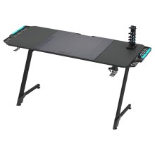 Korkeussäädettävä pelipöytä SNAKE kanssa LED RGB taustavalo 156x60 cm musta