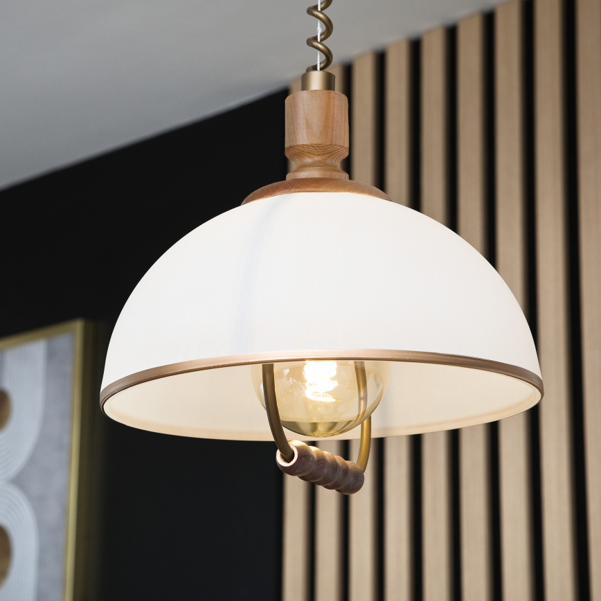 Korkeussäädettävä riippuvalaisin RAMONA 1xE27/60W/230V ruskea/valkoinen/tammi