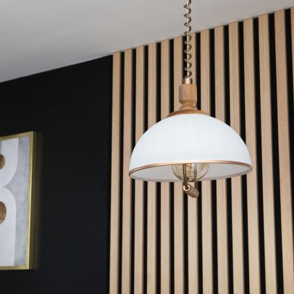 Korkeussäädettävä riippuvalaisin RAMONA 1xE27/60W/230V ruskea/valkoinen/tammi