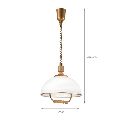 Korkeussäädettävä riippuvalaisin RAMONA 1xE27/60W/230V ruskea/valkoinen/tammi